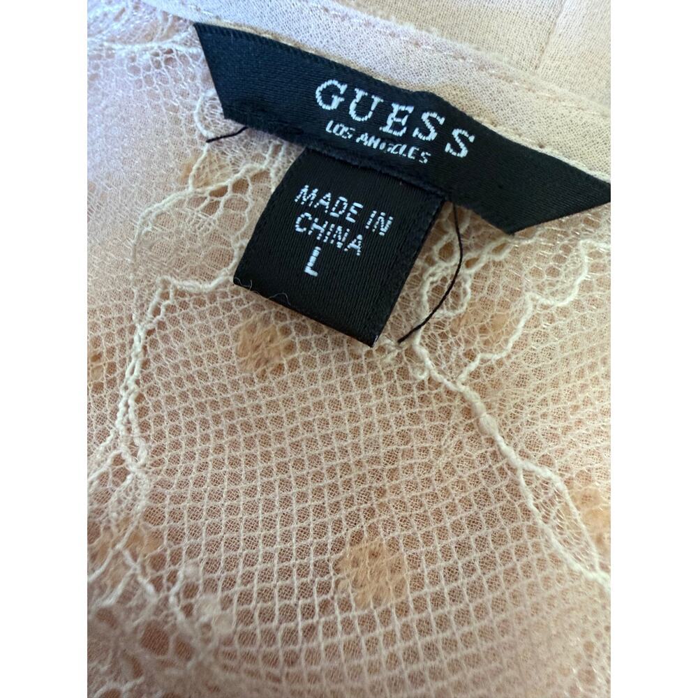 GUESS romantic lace and ruffled light pink long sleeve blouse womens large - Picture 9 of 11